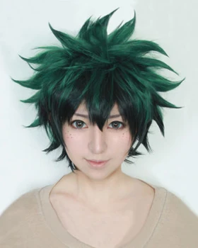 Mi Boku no Hero Academia Izuku Midoriya Peruci Scurte Verde Negru Par Sintetic Rezistent la Căldură Cosplay Costum Peruca
