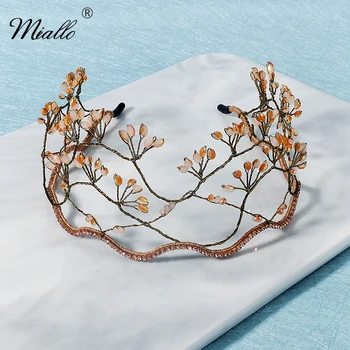 Miallo Cristal Flori Coroana de Păr pentru Femei Accesorii de Par Bal Vechi de Culoare de Aur Diademe și Coroane de Partid de Păr Bijuterii Cadouri