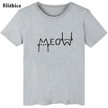 MIAU Kawaii Cat tricou Grafic de Imprimare Casual Fată Drăguță tricou Cadou top Streetwear Vara Femei t-shirt Tumblr Alb Negru tee