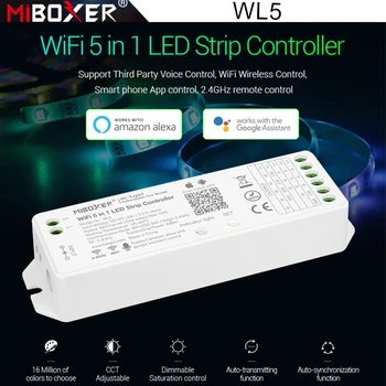 Miboxer WL5 2.4 G 5 IN 1 WiFi Controler cu LED-uri Pentru o Singură culoare CCT RGB RGBW RGB+CCT Benzi cu Led-uri de Sprijin Alexa Voce 15A