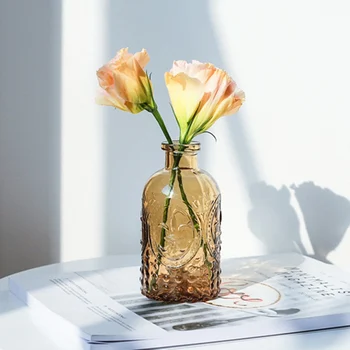 Mici De Epocă Sculptate Vaza De Sticla Turn Vaza Pentru Decor Acasă Foto Recuzită De Epocă Sticlă Planta Verde De Sticlă, Vaze De Flori