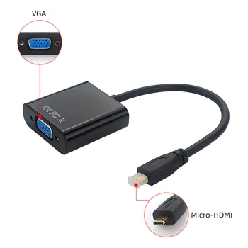 Micro compatibil HDMI la VGA Adaptor cu Cablu Audio de 3,5 mm si USB Converter pentru PC /Laptop Tableta/Camera/Raspberry Pi 4B