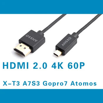 Micro HDMI compatibil cu ultra-fin cordon EOS R5 R6 XT4 A7 Gopro Atomos 4K60P camera cablu de Extensie Ultra Slim HDMI2.0 18Gbps