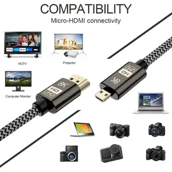 Micro-HDMI la Hdmi Cablu Adaptor 8K Versiunea 2.1 Mare Resulotion Conector pentru Fotografi Profesioniști