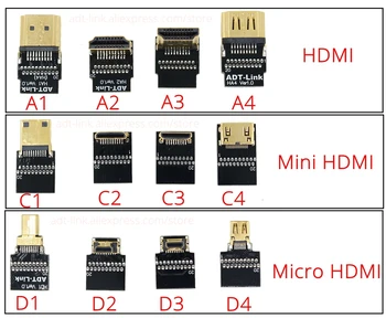 Micro-HDMI Tip D, Mini-HDMI de Tip C, HDMI 2.0 Tip a Conector Convertor Cablu Adaptor la Stânga și la Dreapta și în Sus și în Jos Unghiul 4Kx2K@60Hz
