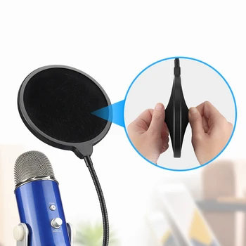 Microfon Pop Filtru Dublu Stratificat Vânt Pop Ecran Mic Scut Pop-Filtre Cu Metalic Flexibil Gooseneck Microfon Accesorii
