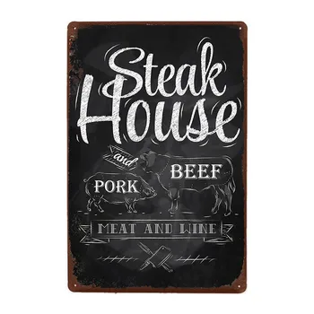 Micul dejun Mereu Proaspete Tin Semn Steak House Placa de Metal de Epocă Marea Alimentare Panou de Pizza Poster Retro de Perete Decor 20x30cm