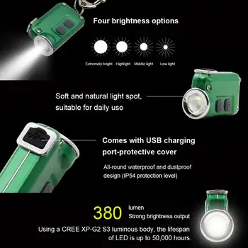 Mică Lanternă de Buzunar Mini Lanterna Dual Comutator Alb Lanterna LED-uri USB Reîncărcabilă Lanterna Breloc Rucsac Lumina cu Baterie