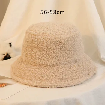 Miel Faux Blana Găleată Pălărie De Iarnă Pălării Panama Pentru Femei Îngroșat Cald Ursuleț De Catifea, Pălării De Iarnă În Aer Liber Pluș Pălărie De Pescar
