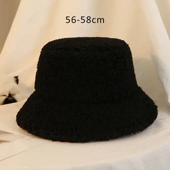 Miel Faux Blana Găleată Pălărie De Iarnă Pălării Panama Pentru Femei Îngroșat Cald Ursuleț De Catifea, Pălării De Iarnă În Aer Liber Pluș Pălărie De Pescar