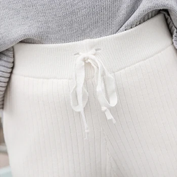 Mijlocul Talie Tricotate Pantaloni Harem pentru Femei Pantaloni Cordon Pantaloni Skinny, Buzunare Tricotate cu Dungi, pantalon de Trening femme 2019