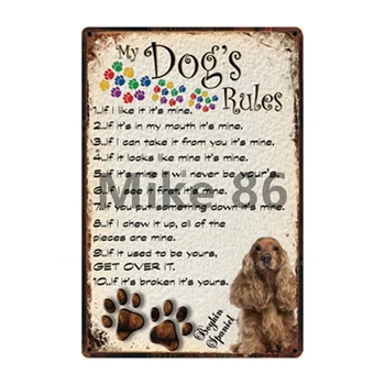 [ Mike86 ] Câinele Meu Reguli Pudel Pomeranian Husky Pug Metal Semn Tin Poster Decor Acasă Bara de Perete de Arta Pictura de 20*30 CM Dimensiune DD-27