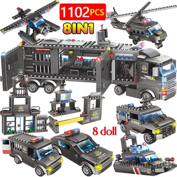 Militar Secția de Poliție Oraș Blocuri Compatibil WW2 City SWAT Echipa Camion Blocuri Educative Jucarii pentru Copii Cadouri