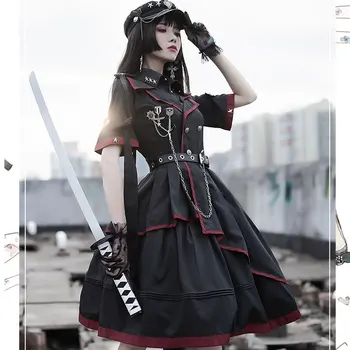 Militaray Stil Uniformă Cool Punk Maneci Scurte Lolita Rochie de YLF