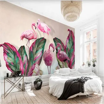 Milofi personalizate de perete mare 3D tapet mural Nordic minimalist modern planta tropicala frunze de banane flamingo peretele din fundal
