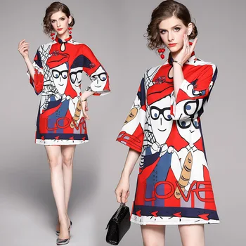 Mingyuan toamna anului nou stil național rochie Chineză îmbunătățit butonul print fusta a-line vrac cheongsam dressup femeie noapte de petrecere