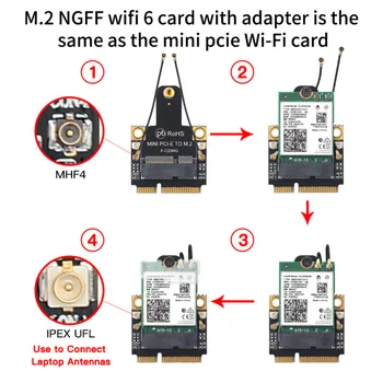 Mini adaptador sem fio bluetooth 2974, 5.1 mbps mini pci-e wi-fi 6 intel ax200 placa wifi ax200ngw 802.11 ax/ac 160mhz 2.4 g/5g ja
