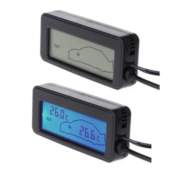 Mini Car Digital Display LCD Interioară în aer liber Termometru 12V Vehicule 1,5 m Cablu Senzor 62KD