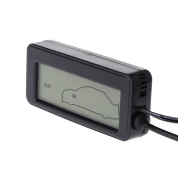 Mini Car Digital Display LCD Interioară în aer liber Termometru 12V Vehicule 1,5 m Cablu Senzor 62KD