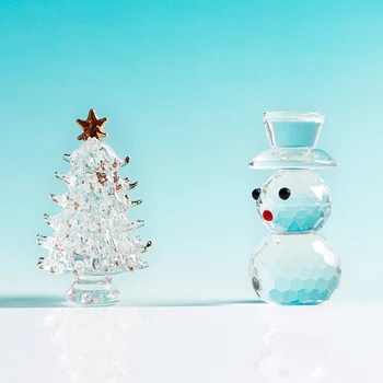 Mini Crystal Pomi de Crăciun Frigure om de Zapada Ornament de Crăciun Acasă Decoratiuni Accesorii Cristal Meșteșug Cadouri pentru Copii