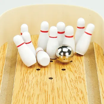 Mini-Jocuri de Bowling din Lemn in Miniatura Bowling Minge de Set pentru Copii Adulți Distracție Petrecere de Interior jocuri de masă