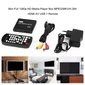 Mini Media Player 1080P Mini HDD Media Box TV box Video Player Multimedia Full HD Cu SD, MMC Card Reader 100Mpbs UA UE Plug SUA
