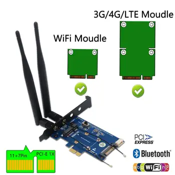 Mini PCI Express PCI-E 1x Adaptor cu Slot pentru Card SIM pentru WiFi 3G/4G/LTE Card