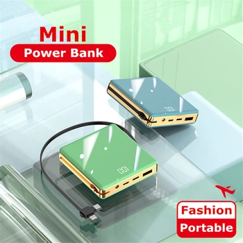 Mini Power Bank 10000mAh Baterie Externă de Iluminat cu LED de Călătorie Portabil Powerbank Rapid de Încărcare de Rezervă PoverBank Cu Cabluri