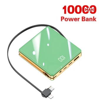 Mini Power Bank 10000mAh Baterie Externă de Iluminat cu LED de Călătorie Portabil Powerbank Rapid de Încărcare de Rezervă PoverBank Cu Cabluri