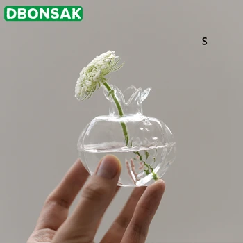 Mini Rodie Vaza De Sticla Lucrate Manual Vaza De Sticlă Transparentă Ghiveci Hidroponice Aranjament De Flori Meserii Desktop Decor