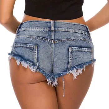 Mini Scurte Sexy Club Femme pantaloni Scurti din Denim de sex Feminin de Vară 2020 Curea Blugi pentru Femei, Talie Joasa Bermudas Micro Blugi Scurte Feminino