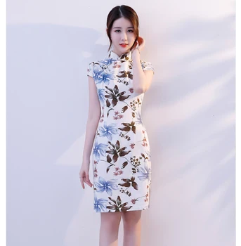 Mini Sexy Cheongsam 2018 Vara Vintage stil Chinezesc Rochie de Moda pentru Femei Qipao Slim Rochii de Partid Butonul Vestido S-XXXL