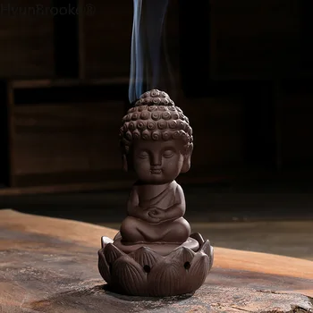 Mini statuie a lui Buddha călugăr figurina tathagata India Yoga Mandala ceai de companie violet ceramică artizanat Zakka decorative, ornamente ceramice