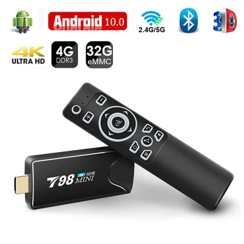 Mini Stick TV Box Android 2020 10.0 4g 32g T98 Mini TV Box Rk3318 TV Box Smart IPTV Box Media Player, Receptor de Semnal