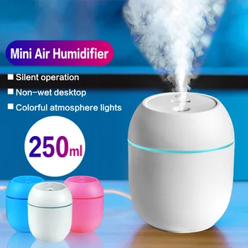 Mini-Umidificator de Aer 250ML cu Ultrasunete USB Apă Umidificator Aroma de Ulei Esential Difuzor pentru Casa Masina Fogger Filtru de Ceață cu LED-uri