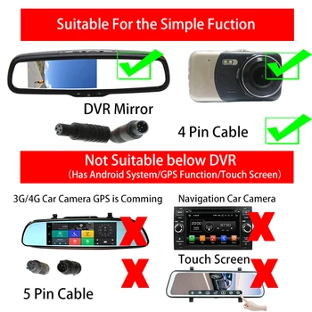 Mini-Vehicul Auto Auto retrovizoare Inversă DVR HD Camera CCD 4 Pin 2,5 mm Jack Cablu Video extensie Pentru Auto DVR Oglinda Înregistratoare