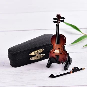 Mini Vioara cu Suport Miniatură din Lemn, Instrumente Muzicale de Colectare Ornamente Decorative