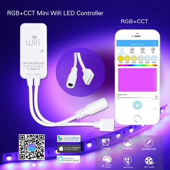 Mini WiFi APP Controler pentru Benzi cu LED-uri 3528 5050 Singură Culoare RGB RGBW RGBCCT Alexa Vocea LED Strip Controller DC9V-24V