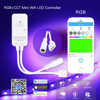 Mini WiFi APP Controler pentru Benzi cu LED-uri 3528 5050 Singură Culoare RGB RGBW RGBCCT Alexa Vocea LED Strip Controller DC9V-24V