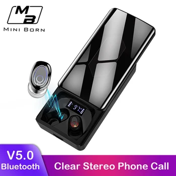 MiniBorn Adevărat Pavilioane Wireless Mini Cască Bluetooth Stereo Touch Control Bluetooth5.0 Sport Casca Mici, Invizibile Cu Cască