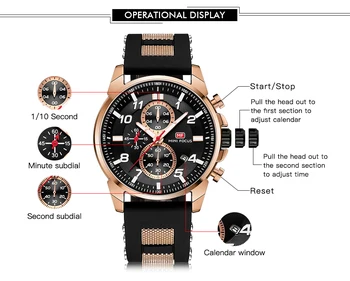 MINIFOCUS Oameni de Afaceri Ceas de Lux Marca Silicon Curea Încheietura Ceas Cronograf Albastru Militare Cuarț Ceasuri Relogio Masculino