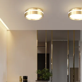Minimalist Modern Coridor, Culoar De Lumină Pridvor Balcon Lumina Creative Nordic Condus De Aur Metal Material Acrilic Lampă De Plafon