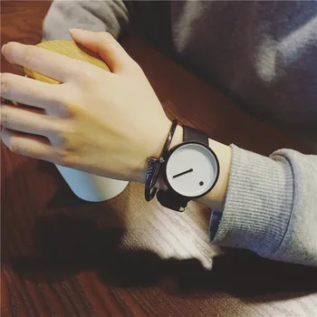 Minimalist Simplu Bărbați Ceasuri de mână de Moda Creativ punctul și Linia de Ceasuri din Piele trupa Cuarț Ceas Prețul cu Ridicata Dropshipping