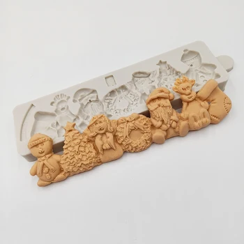 Minsunbak 3D Crăciun Serie de Decorare Tort Mucegai Silicon Moș Crăciun, Pom de Crăciun Și Alte DIY Ciocolata Instrumente de Copt