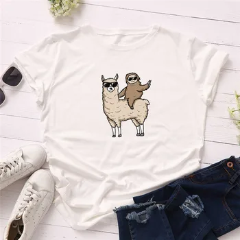Minunat Alpaca Imprimare Femei T Shirt Îndrăznește Să Fii Tu Însuți Tricou Maneci Scurte Haioase Din Bumbac Topuri Tricouri Dorp Transport