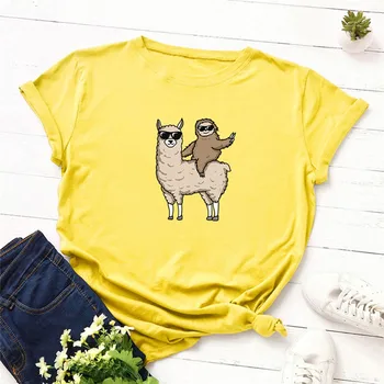 Minunat Alpaca Imprimare Femei T Shirt Îndrăznește Să Fii Tu Însuți Tricou Maneci Scurte Haioase Din Bumbac Topuri Tricouri Dorp Transport