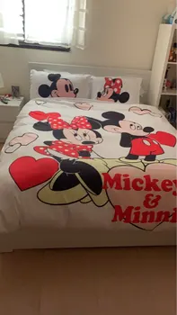 Minunat Cuplu Mickey Minnie Set De Lenjerie De Pat Queen King Size Set De Lenjerie De Pat Pentru Copii Plapuma Perna Mângâietor Seturi De Lenjerie De Pat