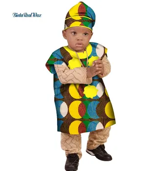 Minunat pentru Copii Rochii Fete cu Pălărie Africane Bumbac Imprimare Rochii pentru Copii Bazin Riche Africane Îmbrăcăminte pentru Copii WYT295