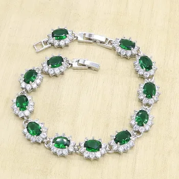 Mireasa de Culoare de Argint Seturi de Bijuterii pentru Femei, Verde Semi-pretioase Cercei Pandantiv Colier Inele Brățară de Bijuterii de Nunta