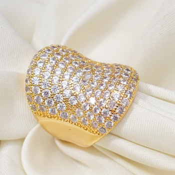 Mireasa Moda Bijuterii anillos Pave Cristal Cubic Zirconia Inele pentru Femei, Bărbați Aur Galben Inel de Culoare bagues pour femme